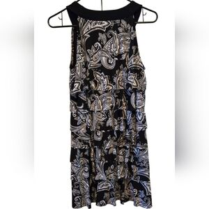 White House Black Market Black and White Paisley Layered Dress NWOT